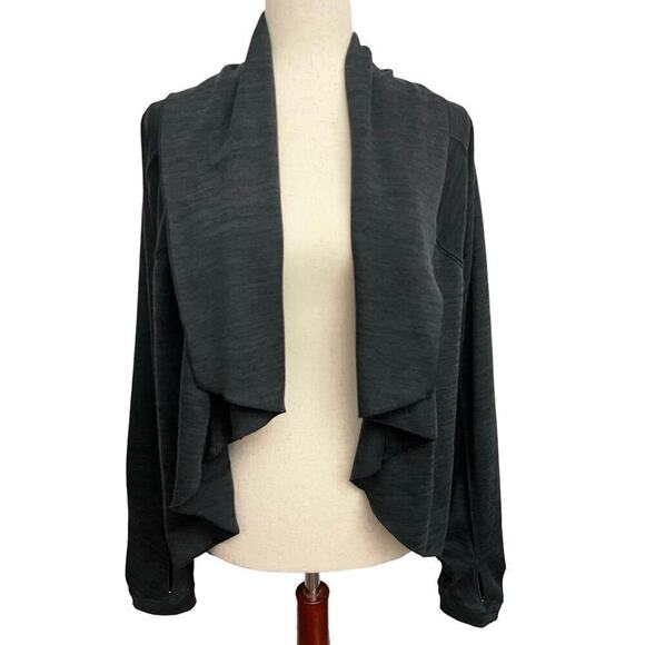 Athleta Haven II Open Front Cardigan Women’s Sz S Gray Drape Wrap Waterfall - Picture 1 of 9